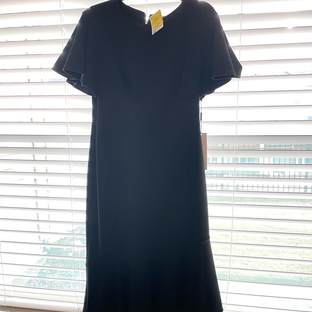 Calvin Klein Black Ruffle Midi Dress